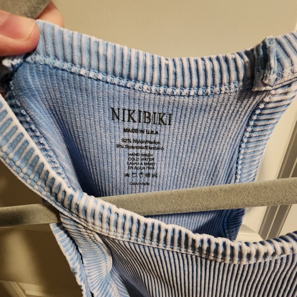 Blue Ribbed Women's Top - Picture 2 of 2